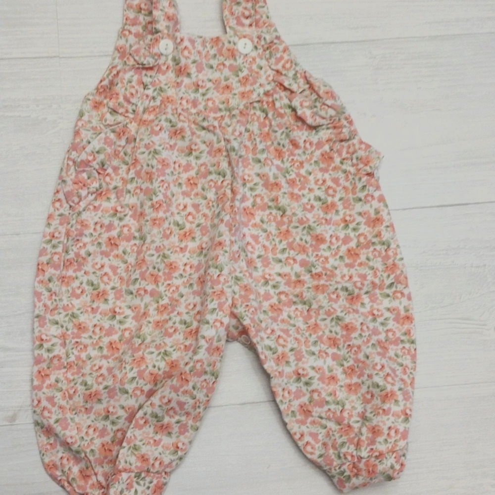 Vintage pink floral baby romper 3-6M